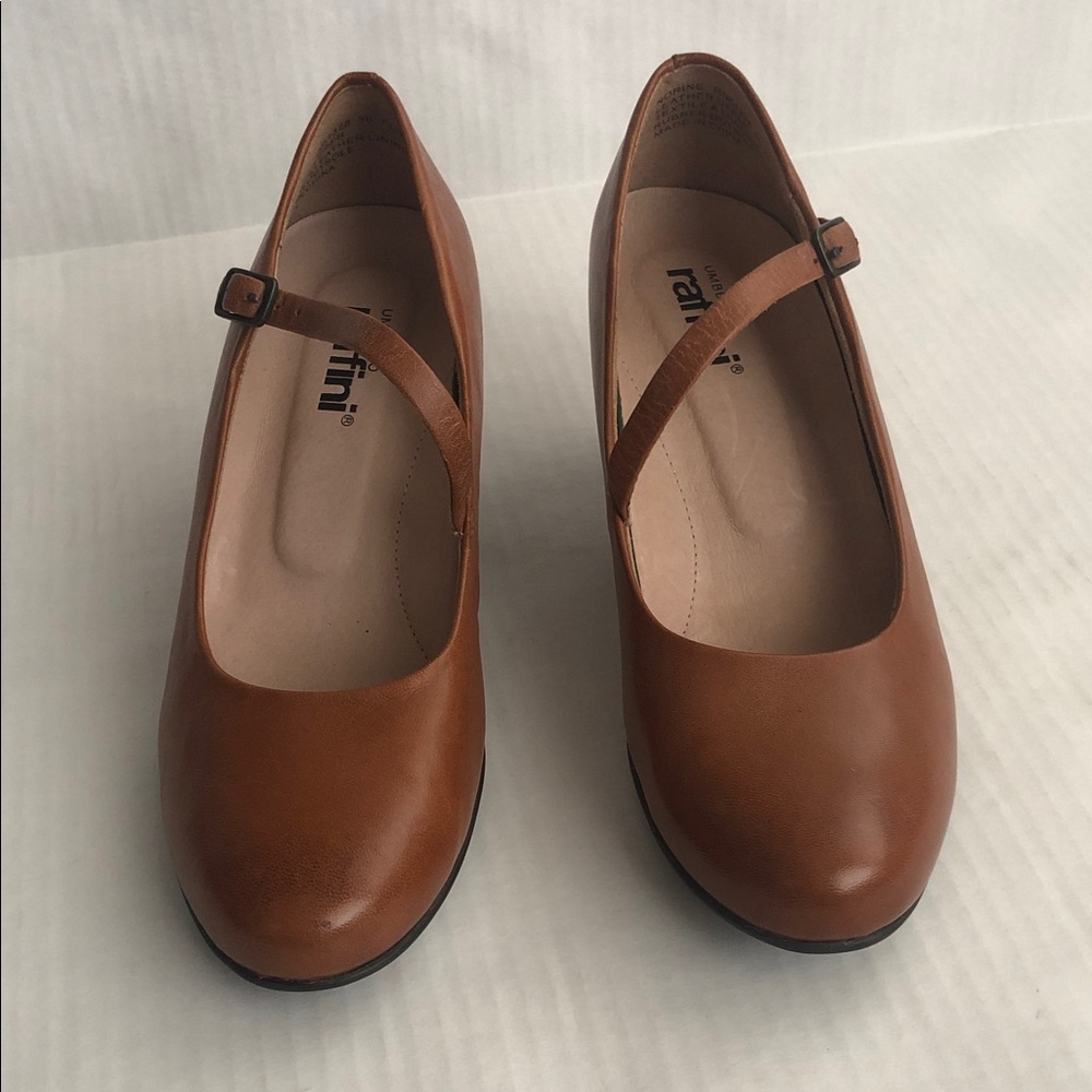 Brown Leather Mary Janes Umberto Raffini Heels Size 36